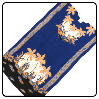 Ink blue rayon kaftan nighty with large geometric prints from libas loungewear-KF051