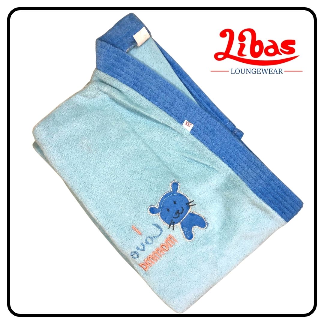 Sky blue towel material kids bathrobe from libas loungewear-KB013