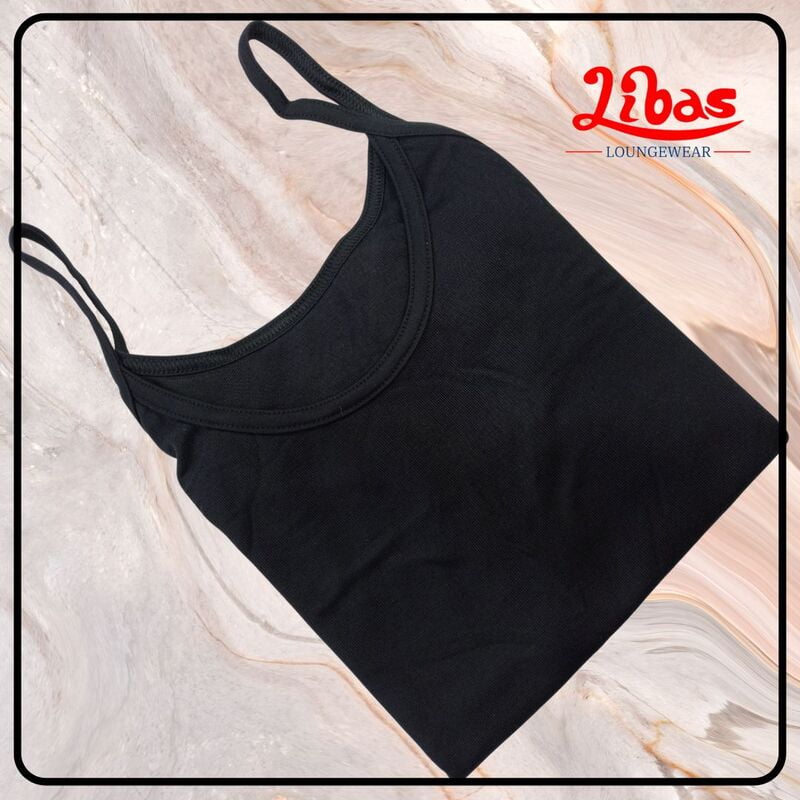 Russian Black Hosiery Cotton Short Slip With Thin Strap From Libas Loungewear - SS012 Russian Black Hosiery Cotton Short Slip With Thin Strap From Libas Loungewear - SS012