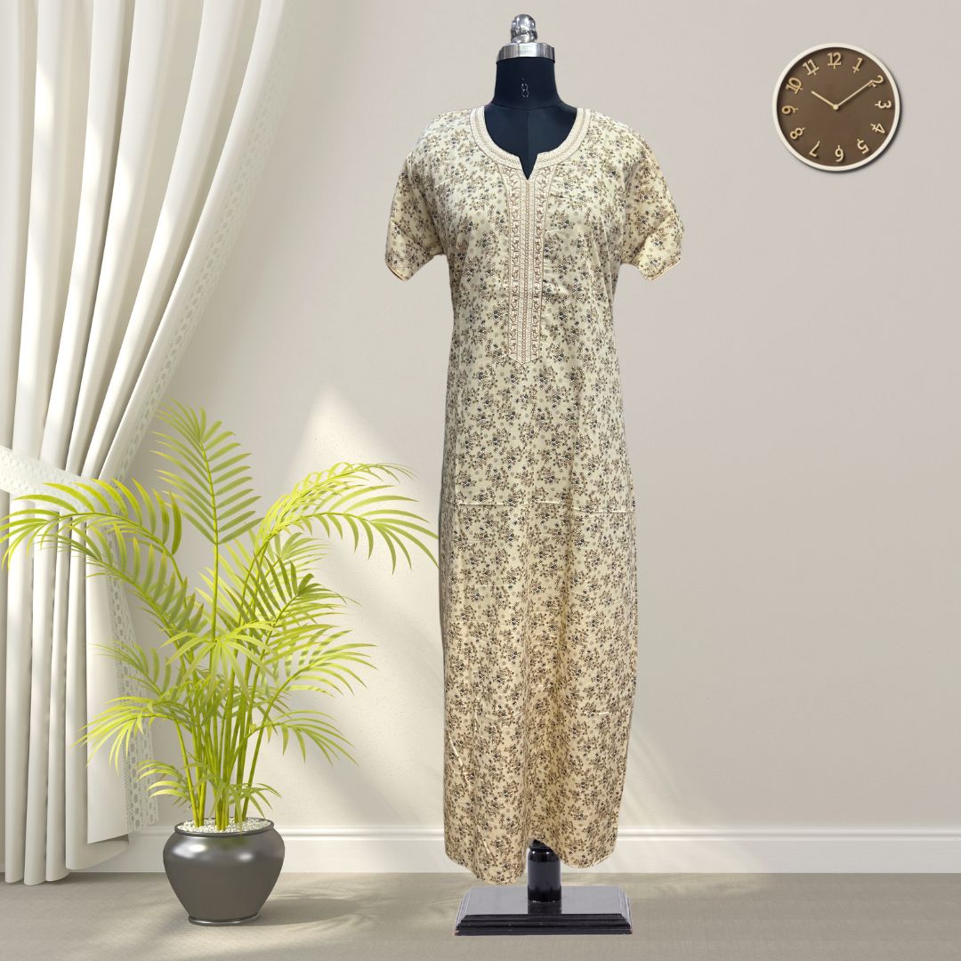 Soft Cotton Nighty With All Over From Libas Loungewear - AL1105