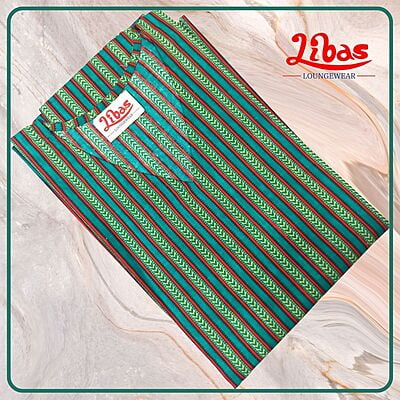 Cyan & Eucalyptus Cotton Kaftan Nighty With Stripes Print All Over From Libas Loungewear - KF288