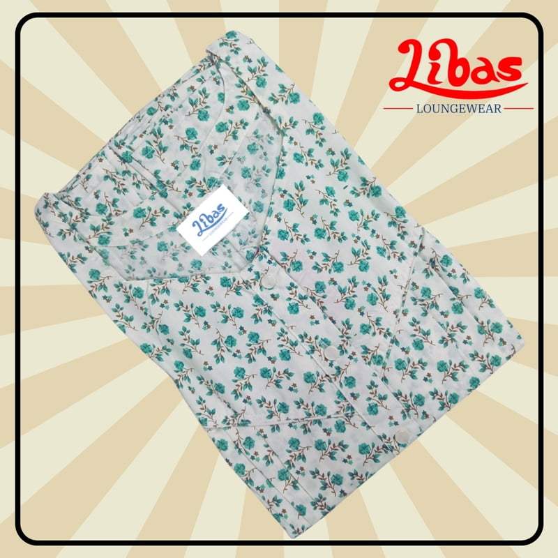 Turkish White BiziLIzi Nighty With Floral Design All Over From Libas Loungewear - PS496 Turkish White BiziLIzi Nighty With Floral Design All Over From Libas Loungewear - PS496