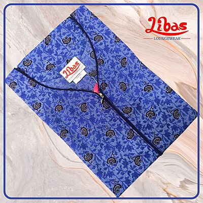 Cello Blue Bizi Lizi Nighty With Front Zip Closure From Libas Loungewear - AL927
