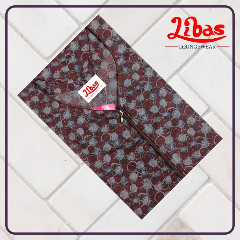 Christmas Brown Bizi Lizi Nighty With Floral Print All Over From Libas Loungewear - AL1043 Christmas Brown Bizi Lizi Nighty With Floral Print All Over From Libas Loungewear - AL1043