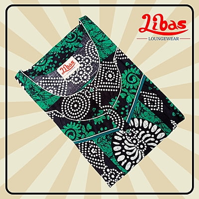 Swedish Green Premium Cotton Pleated Nighty With Geometric Print From Libas Loungewear - PS471