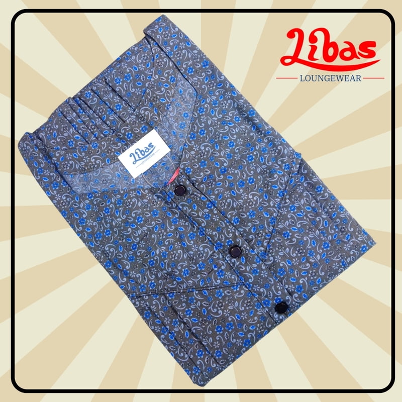 Dark Sea BiziLIzi Nighty With Geometric Design All Over From Libas Loungewear - PS494 Dark Sea BiziLIzi Nighty With Geometric Design All Over From Libas Loungewear - PS494