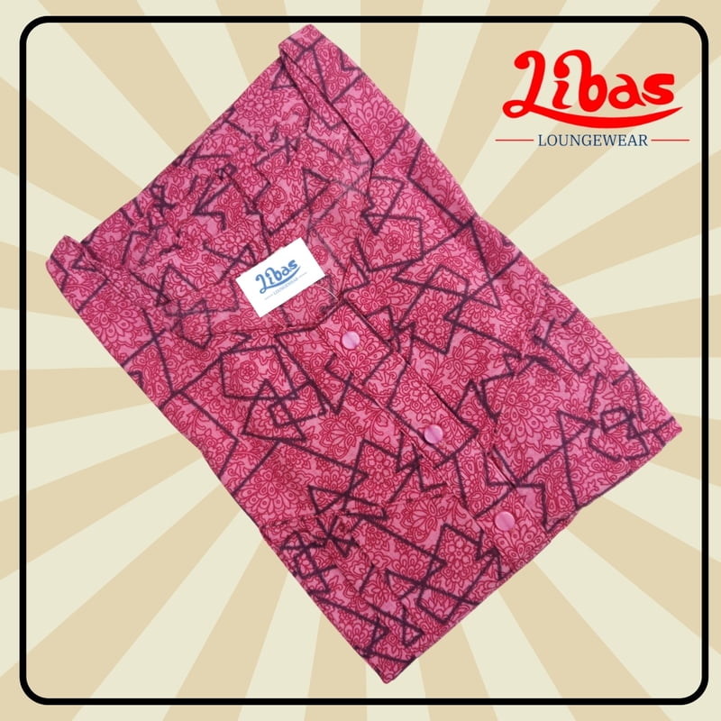 Rasberry Wine Soft Cotton Nighty With Floral Design All Over From Libas Loungewear - PS519 Rasberry Wine Soft Cotton Nighty With Floral Design All Over From Libas Loungewear - PS519