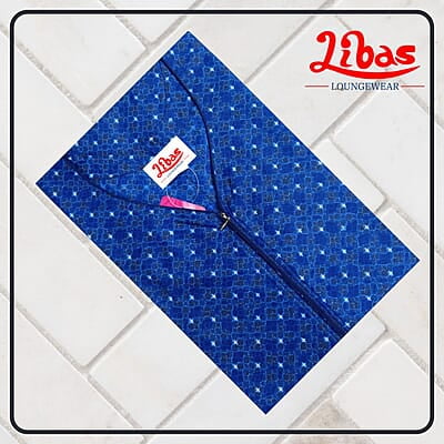 Cascade Blue Bizi Lizi Nighty With Floral Print All Over From Libas Loungewear - AL1054