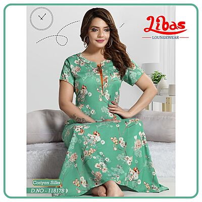 Keppel Green Celebrity Nighy With Floral Design All Over From Libas Loungewear - CN016