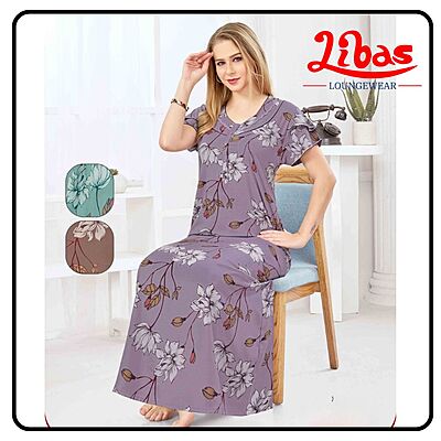 Violet Alpine Nighty in floral prints with button closure From Libas Loungewear - AL1072
