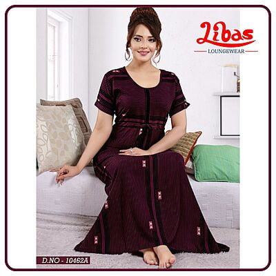 Blackberry Alpine Plus Nighty With Geometric Print All Over From Libas Loungewear - AL914