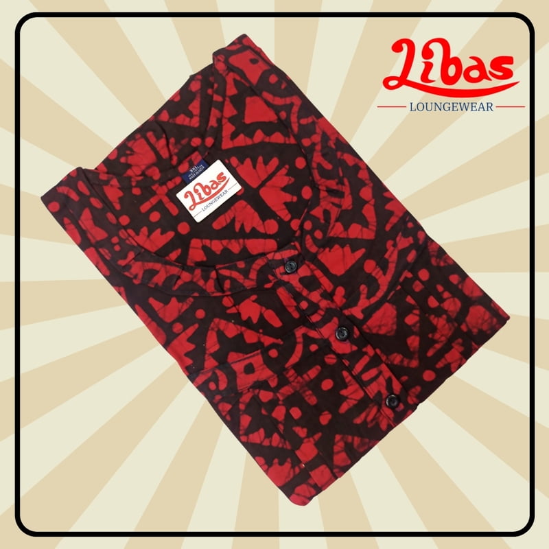 Flamingo Fervor Red Soft Cotton Nighty With Floral Design All Over From Libas Loungewear - PS508 Flamingo Fervor Red Soft Cotton Nighty With Floral Design All Over From Libas Loungewear - PS508