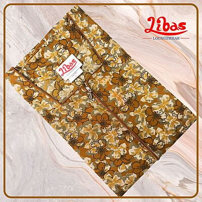 Golden Brown Bizi Lizi Nighty With Zip Closure & Floral Print All Over From Libas Loungewear - AL897
