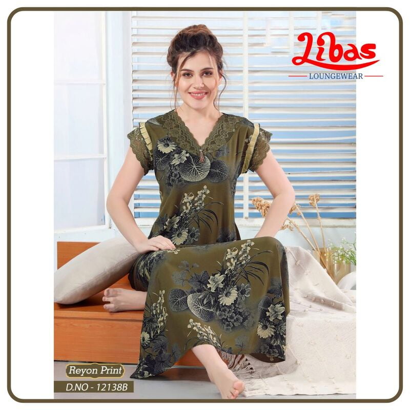 West Coast Premium Rayon Sleeveless Nighty With Floral Print All Over From Libas Loungewear - SL105