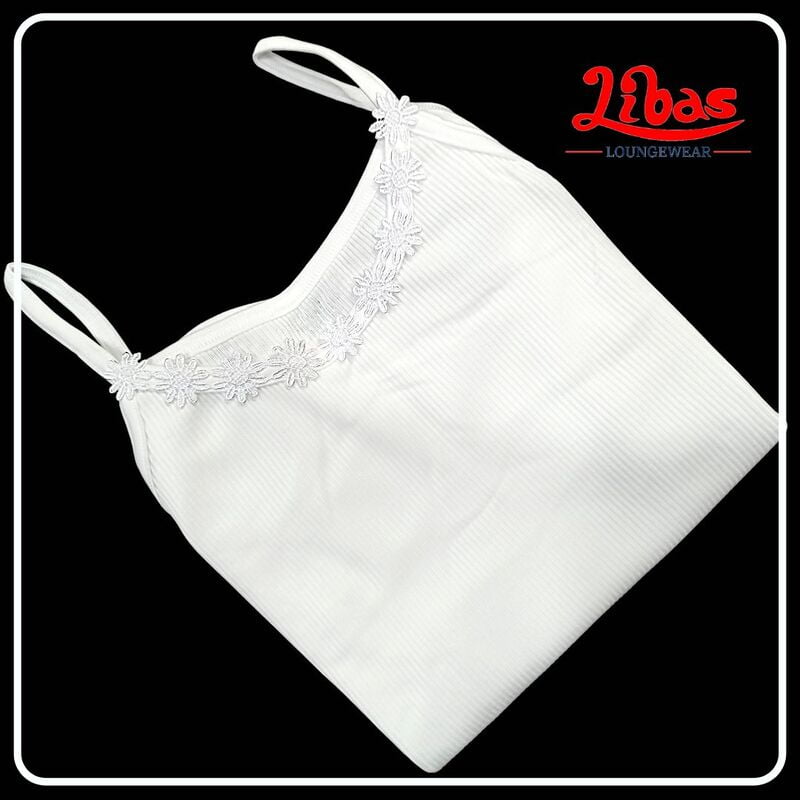 Snow White Hosiery Cotton Short Slip With Self Stripe Texture From Libas Loungewear - SS013 Snow White Hosiery Cotton Short Slip With Self Stripe Texture From Libas Loungewear - SS013