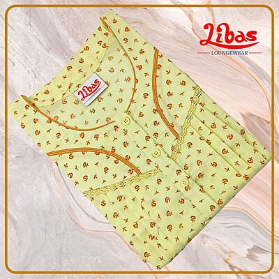 Primrose Crush Cotton Nighty With Tiny Floral Print & Button Closure From Libas Loungewear - PLT226