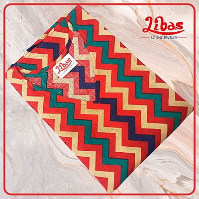 Multi Color Cotton Kaftan Nighty With Zig Zag Print All Over From Libas Loungewear - KF299