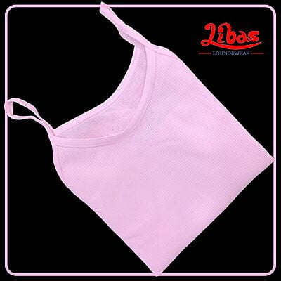 Baby Pink Hosiery Cotton Short Slip With Self Stripe Texture From Libas Loungewear - SS014