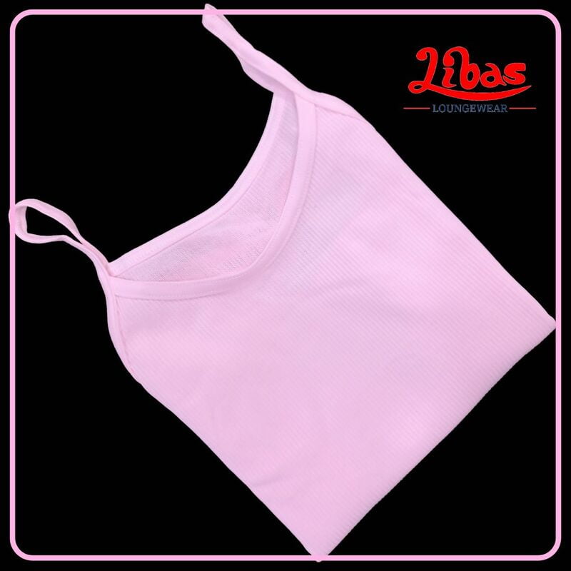 Baby Pink Hosiery Cotton Short Slip With Self Stripe Texture From Libas Loungewear - SS014
