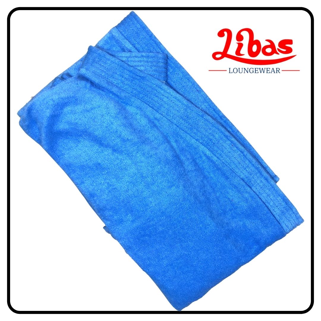 Blue towel material unisex adults bathrobe from libas loungewear-AB008