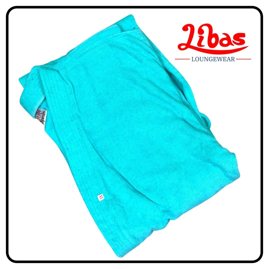 Dark Turquoise towel material unisex adults bathrobe from libas loungewear-AB009 Dark Turquoise towel material unisex adults bathrobe from libas loungewear-AB009