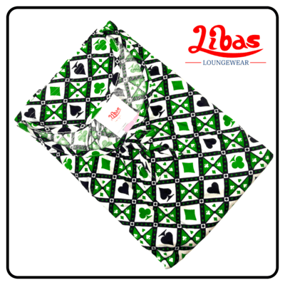 All over green & black geometric print hosiery cotton sleeveless nighty from libas-SL022