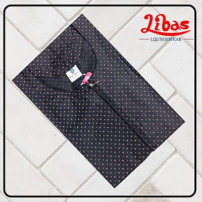Night Black Cotton Nighty With Dotted Print All Over From Libas Loungewear - AL1020