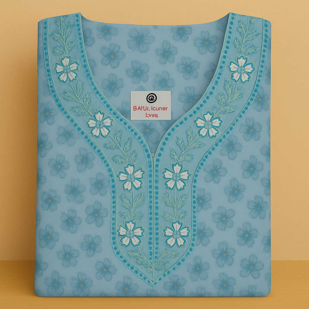 Aqua Blue Soft Cotton Nighty With All Over From Libas Loungewear - AL1112 Aqua Blue Soft Cotton Nighty With All Over From Libas Loungewear - AL1112