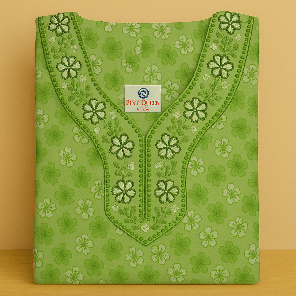 Leavy Green Soft Cotton Nighty With All Over From Libas Loungewear - AL1114