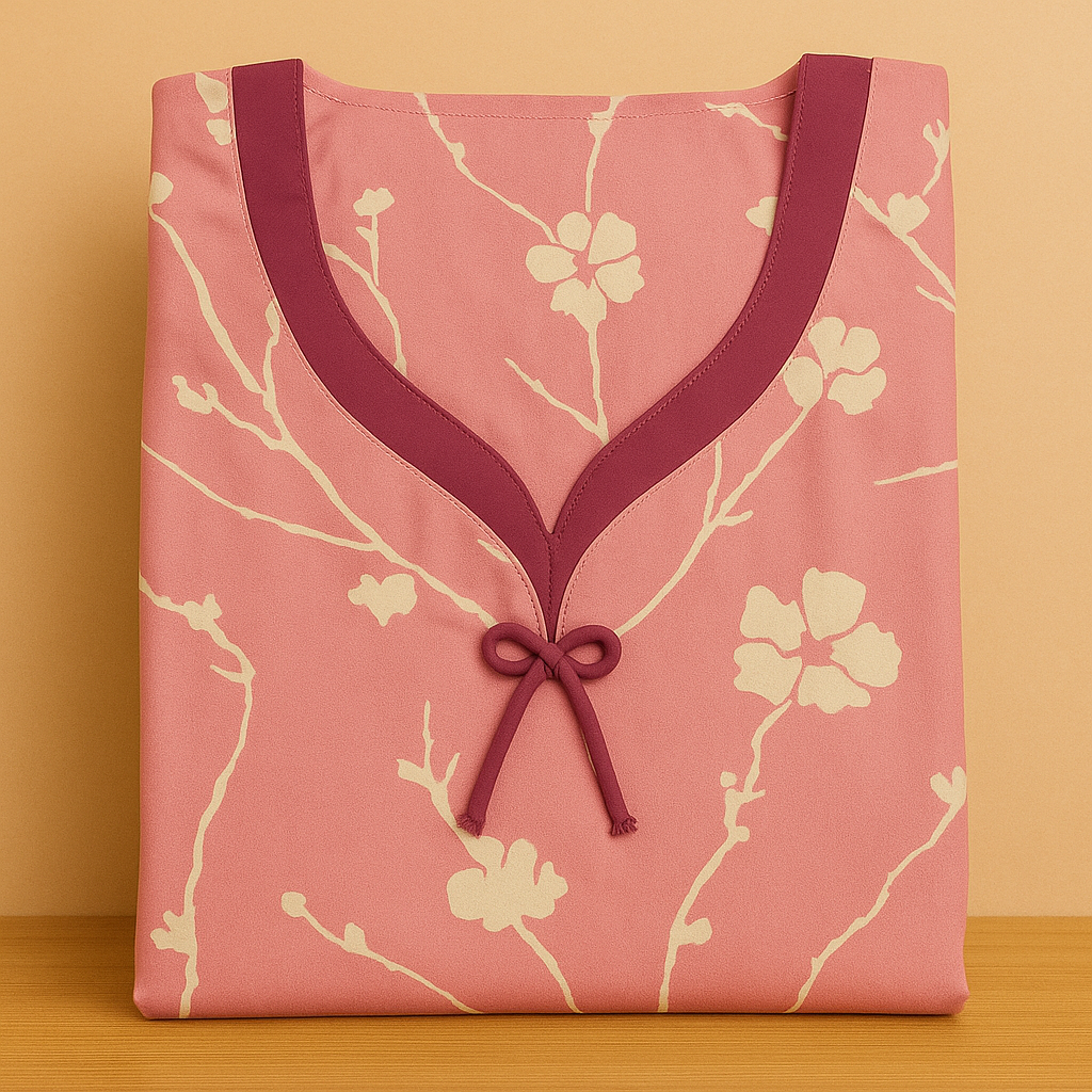 Royal Pink Soft Cotton Nighty With All Over From Libas Loungewear - AL1113 Royal Pink Soft Cotton Nighty With All Over From Libas Loungewear - AL1113