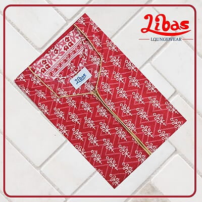 Mars Red Cotton Nighty With Floral Print All Over From Libas Loungewear - AL1029