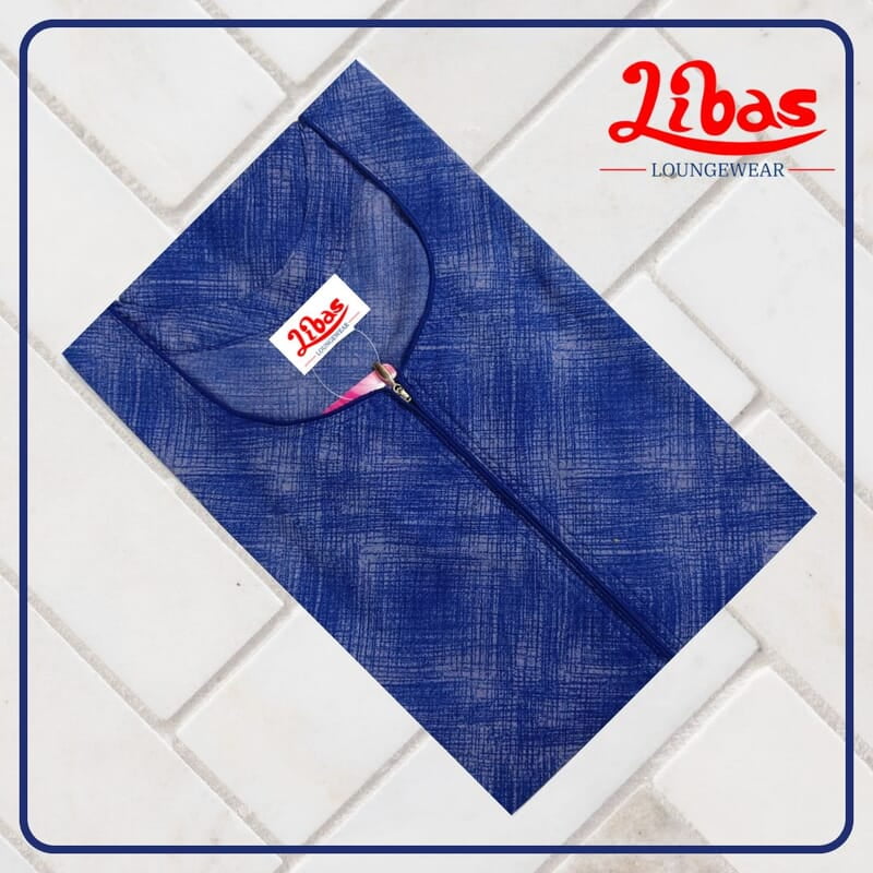 Passionate Blue Cotton Nighty With Floral Print All Over From Libas Loungewear - AL1015 Passionate Blue Cotton Nighty With Floral Print All Over From Libas Loungewear - AL1015
