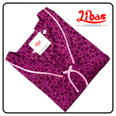 Dark pink cotton sleevless nighty with tiny prints all over from libas loungewear-SL069