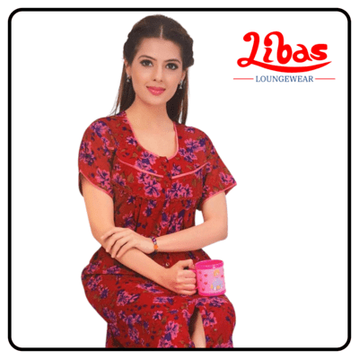 Front Open nighty with ZIP closure from Libas loungewear - FOP040