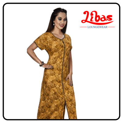 Full Front Open nighty with button closure from Libas loungewear - FOP057
