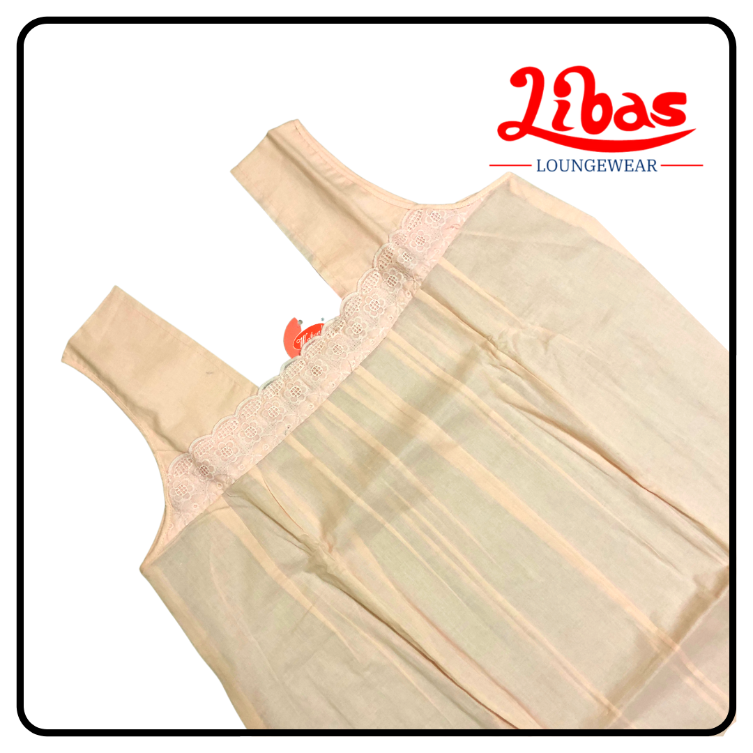 Plain skin color strap type sleevless cotton nighty from libas loungewear-SL076
