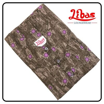 Rock bizilizi Full Front Open pleated nighty with button closure by Libas-FOP077