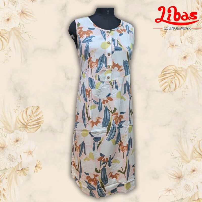Baby Pink Soft Cotton Short Nighty With Floral Print All Over From Libas Loungewear - SHN071 Baby Pink Soft Cotton Short Nighty With Floral Print All Over From Libas Loungewear - SHN071