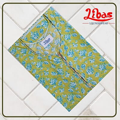 Olive Reserve Cotton Nighty With Floral Print All Over From Libas Loungewear - AL1024