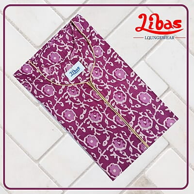 Rani Pink Cotton Nighty With Floral Print All Over From Libas Loungewear - AL1027