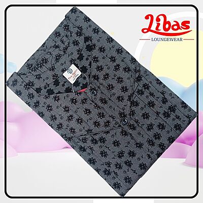 Dark grey Bizi Lizi Full Front Open Pleated Nighty With Button Closure By Libas Loungewear-FOP210