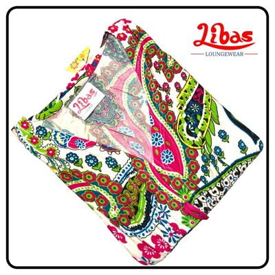 half white based fashionable hosiery nighty with pink geometric prints from libas loungewear-AL220 half white based fashionable hosiery nighty with pink geometric prints from libas loungewear-AL220