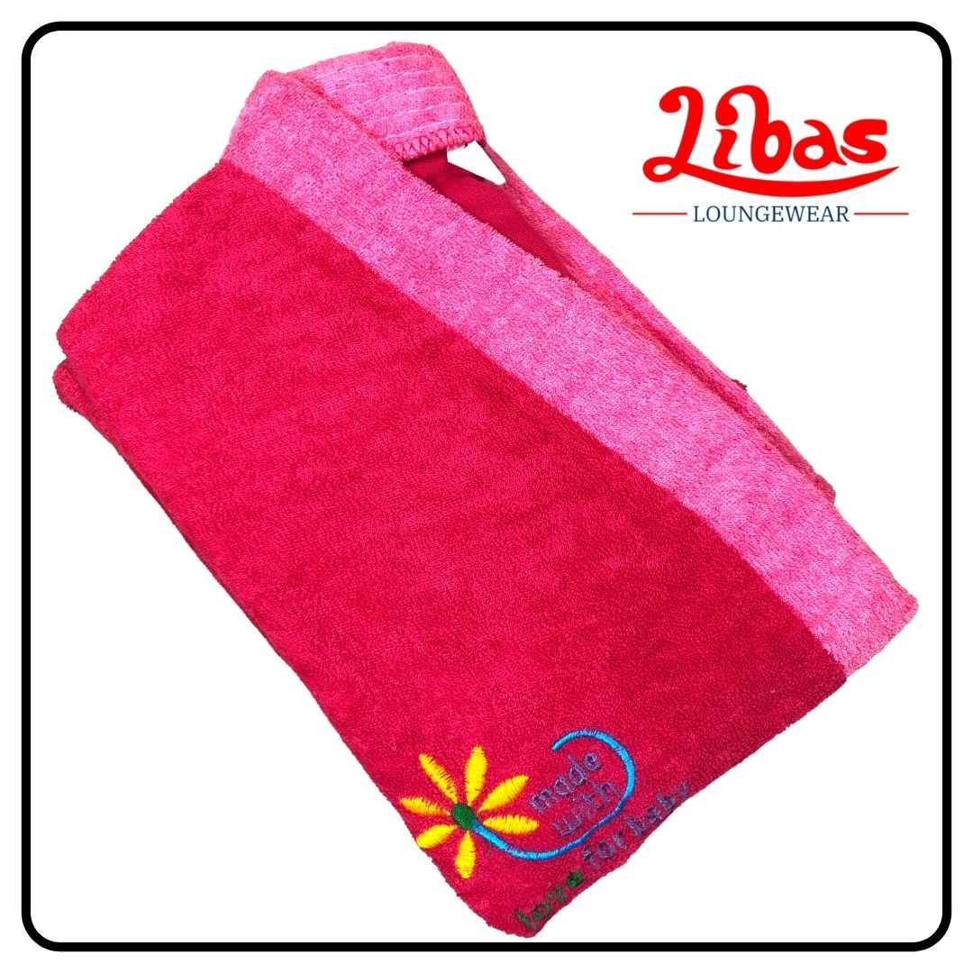 Crimson towel material kids bathrobe from libas loungewear-KB003 Crimson towel material kids bathrobe from libas loungewear-KB003
