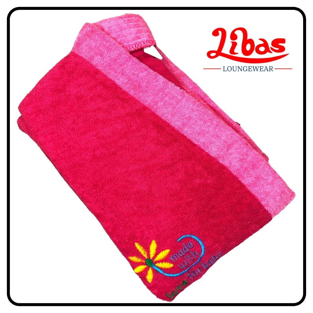 Crimson towel material kids bathrobe from libas loungewear-KB003