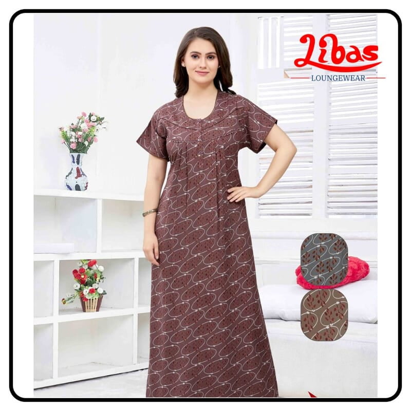 Dusky brown Spun Cotton Nighty With Front Button Opening From Libas Loungewear - PLT264 Dusky brown Spun Cotton Nighty With Front Button Opening From Libas Loungewear - PLT264
