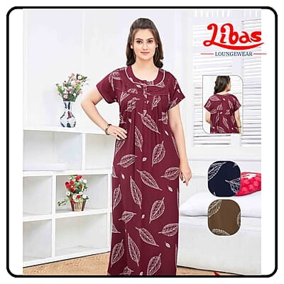 Copper Onion Alphine Pleated Nighty With large floral Prints All Over From Libas Loungewear - PLT266