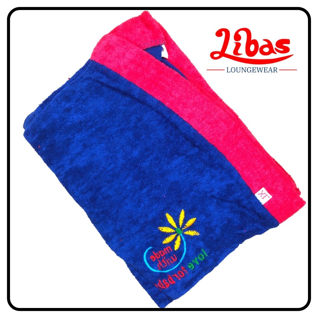 Ink blue towel material kids bathrobe from libas loungewear-KB007